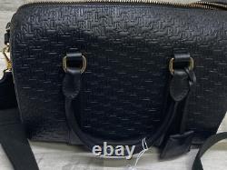 Ralph Lauren Debossed Leather Medium Kaden Satchel Bag Black New with Defects