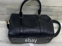 Ralph Lauren Debossed Leather Medium Kaden Satchel Bag Black New with Defects
