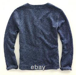 Ralph Lauren Double Rl Rrl Washed Indigo Blue French Terry Cardigan Sweater $295