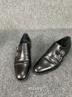 Ralph Lauren Dual Monk Strap Black Leather Shoes 9 D NEW Without Box