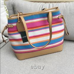 Ralph Lauren Genuine Striped Canvas Bag New With Tags