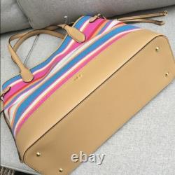 Ralph Lauren Genuine Striped Canvas Bag New With Tags