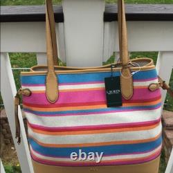 Ralph Lauren Genuine Striped Canvas Bag New With Tags