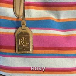 Ralph Lauren Genuine Striped Canvas Bag New With Tags
