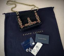 Ralph Lauren Hand Bag Crossbody Women's Velvet Made Italy BLACK NWT $1750