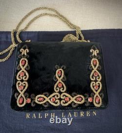 Ralph Lauren Hand Bag Crossbody Women's Velvet Made Italy BLACK NWT $1750