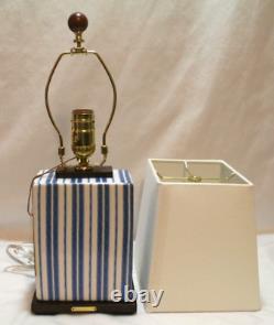 Ralph Lauren Home Blue & White Stripes Porcelain Table Lamp & Shade New
