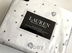 Ralph Lauren Honey Bees Floral Black White KING Sheet Set 100% Cotton NEW