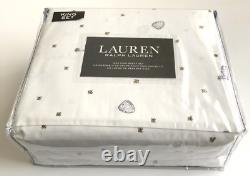 Ralph Lauren Honey Bees Floral Black White KING Sheet Set 100% Cotton NEW