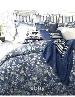 Ralph Lauren Indigo Cottage Queen Comforter Blue & White Floral NEW