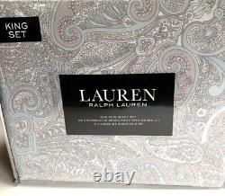 Ralph Lauren KING Sheet Set Blue Taupe Paisley 100% Cotton NEW