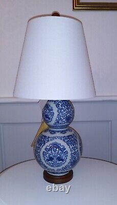 Ralph Lauren Lamp Blue and White Chinoiserie double gourd new