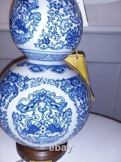 Ralph Lauren Lamp Blue and White Chinoiserie double gourd new