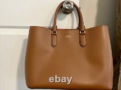 Ralph Lauren Large Satchel, Brown Leather, Gold Hardware