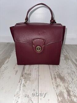 Ralph Lauren Leather Crossbody Satchel Bag-Wine Red