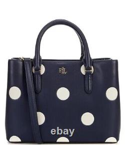 Ralph Lauren Marcy Leather Large Polka Dot Satchel Crossbody Dust Bag NEW