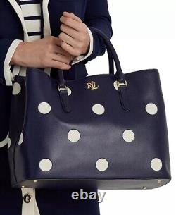 Ralph Lauren Marcy Leather Large Polka Dot Satchel Crossbody Dust Bag NEW