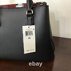 Ralph Lauren Marcy Small Tan Leather Black Satchel Tote Crossbody Bag NWT $195