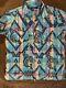 Ralph Lauren Men's Shirt Large Blue Hawaiian Patterned With Pockets