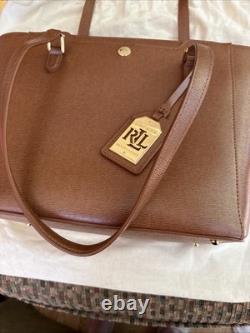 Ralph Lauren Newbury Leather Satchel Bag 13 Inches Wide with Dust Cover-New
