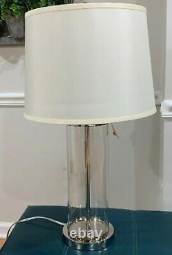 Ralph Lauren Payton Glass Silver Tube Cylinder Table Lamp Home Office Desk Lamp