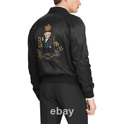 Ralph Lauren Polo Black Satin Martini Bear Souvenir Jacket M New $1795