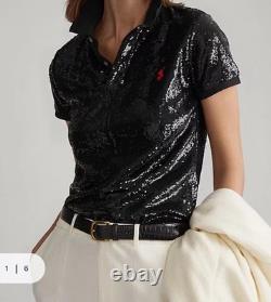 Ralph Lauren Polo Black Sequined Mesh Polo Shirt NWT Size XXL