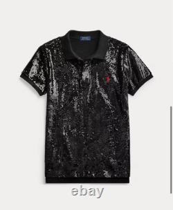 Ralph Lauren Polo Black Sequined Mesh Polo Shirt NWT Size XXL