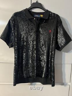 Ralph Lauren Polo Black Sequined Mesh Polo Shirt NWT Size XXL