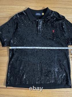 Ralph Lauren Polo Black Sequined Mesh Polo Shirt NWT Size XXL