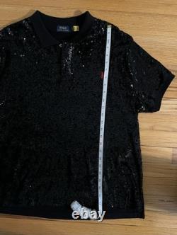 Ralph Lauren Polo Black Sequined Mesh Polo Shirt NWT Size XXL