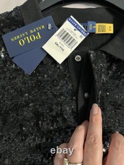 Ralph Lauren Polo Black Sequined Mesh Polo Shirt NWT Size XXL
