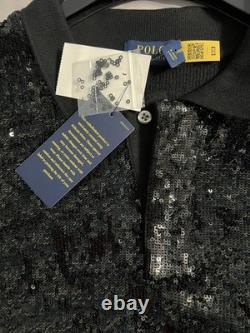 Ralph Lauren Polo Black Sequined Mesh Polo Shirt NWT Size XXL