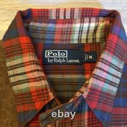 Ralph Lauren Polo Country Mens Flannel Button Shirt Red Plaid Patch Medium