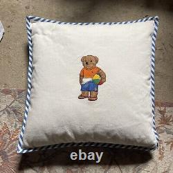 Ralph Lauren Polo Polo Bear Pillow. New. Embroidered Feather Insert 15x15