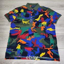 Ralph Lauren Polo Shirt Camo Slim Fit Multicolor Mesh Big Pony Size 2XL New