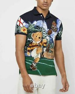 Ralph Lauren Polo Shirt Custom Slim Fit Rugby St. Andrews Teddy Bear Mens L RARE