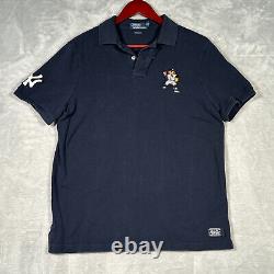 Ralph Lauren Polo Shirt Mens Medium Blue Yankees Bear New York Classic Fit