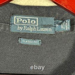 Ralph Lauren Polo Shirt Mens Medium Blue Yankees Bear New York Classic Fit