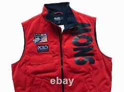 Ralph Lauren Polo Sz L Snow Beach Vest Red 1993 Pullover Stadium P Wing Rugby