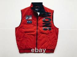 Ralph Lauren Polo Sz L Snow Beach Vest Red 1993 Pullover Stadium P Wing Rugby