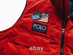 Ralph Lauren Polo Sz L Snow Beach Vest Red 1993 Pullover Stadium P Wing Rugby