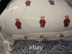 Ralph Lauren Polo Teddy Bear Queen Comforter SET Boy NWT with 2 Standard Sham's