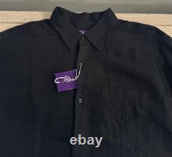 Ralph Lauren Purple Label 100% Linen Pullover Shirt L Black Pocket Logo Italy