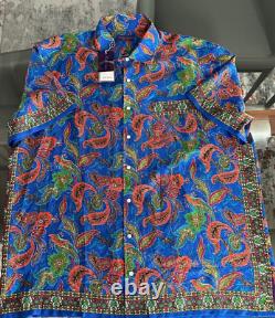 Ralph Lauren Purple Label 100% Silk Camp Shirt XXL Royal Blue Mix Paisley $595