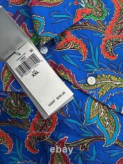 Ralph Lauren Purple Label 100% Silk Camp Shirt XXL Royal Blue Mix Paisley $595