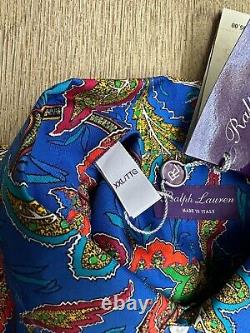 Ralph Lauren Purple Label 100% Silk Camp Shirt XXL Royal Blue Mix Paisley $595