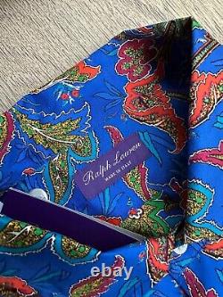 Ralph Lauren Purple Label 100% Silk Camp Shirt XXL Royal Blue Mix Paisley $595