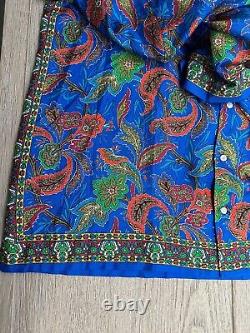 Ralph Lauren Purple Label 100% Silk Camp Shirt XXL Royal Blue Mix Paisley $595