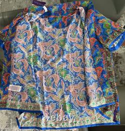 Ralph Lauren Purple Label 100% Silk Camp Shirt XXL Royal Blue Mix Paisley $595